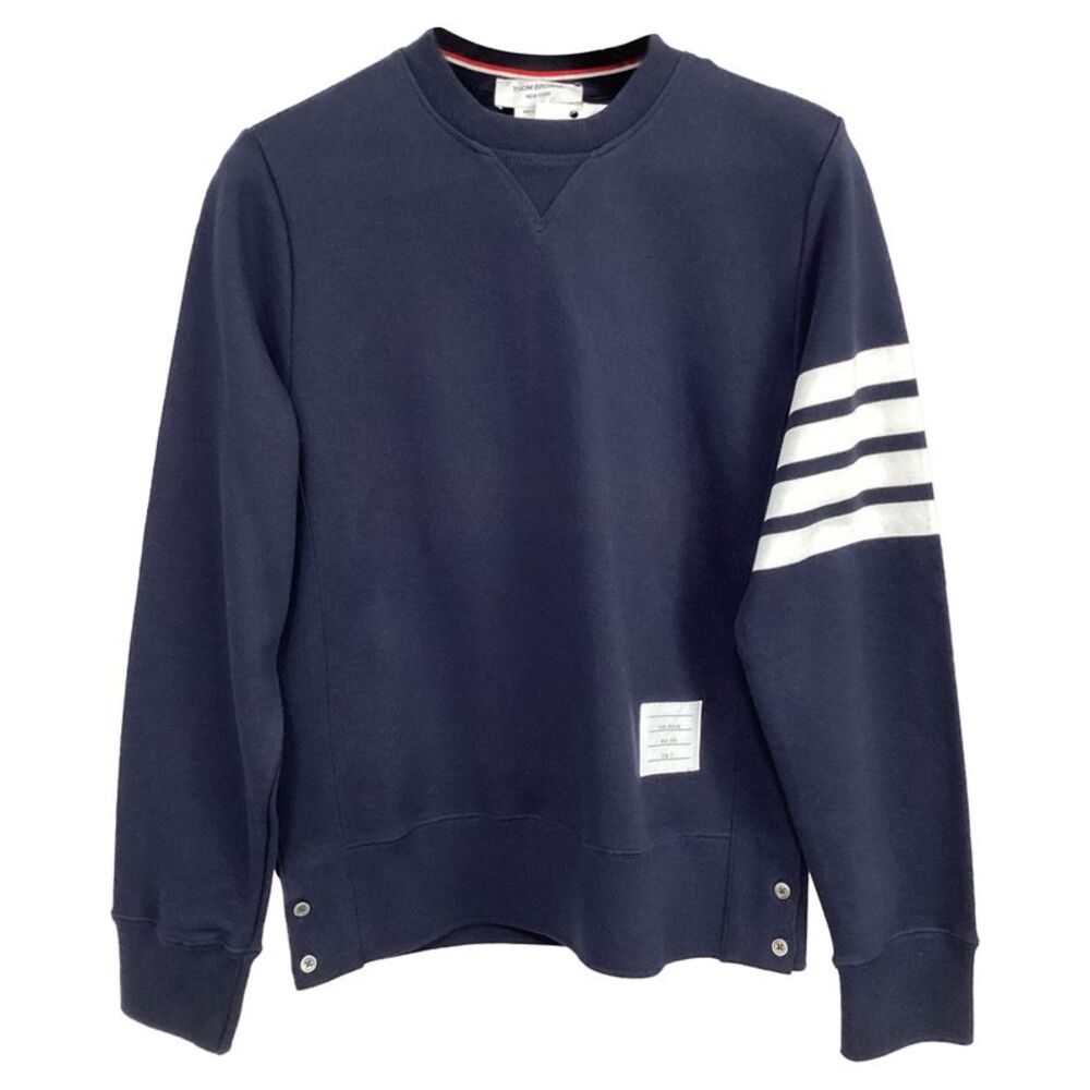 Thom Browne 4-bar Stripe Sweatshirt in Navy Blue Cotton
